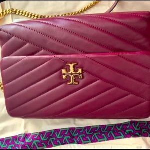 NEW Tory Burch Imperial Garnet Small Kira Chevron Convertible Shoulder Bag